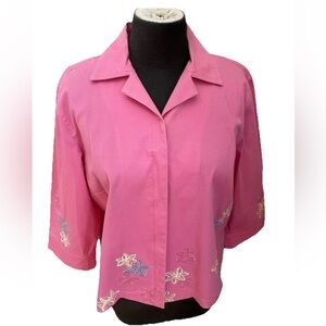 Napa Valley Petites Hot Pink with embroidered flowers jacket, size large, EUC‎